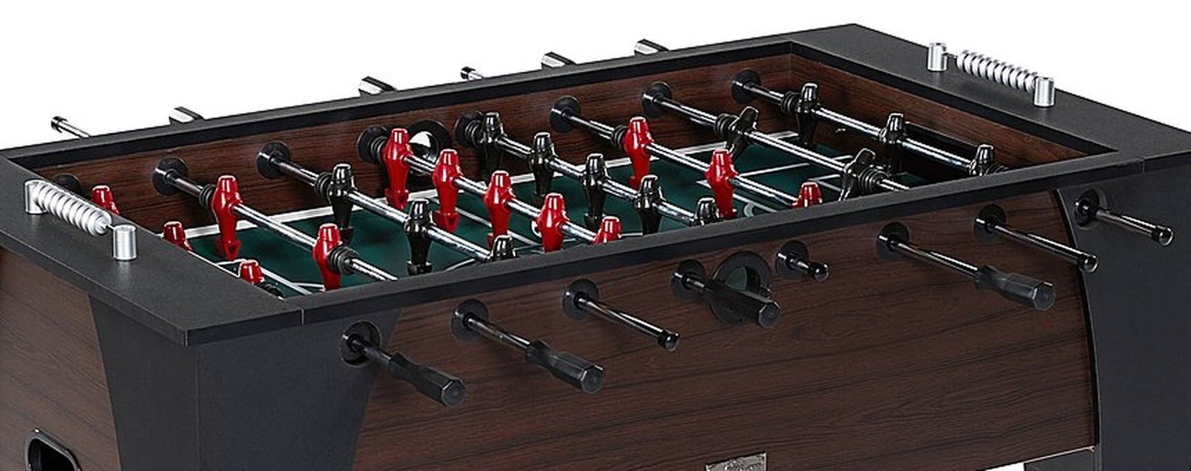 Close view of the Richmond playfield with rods and players
